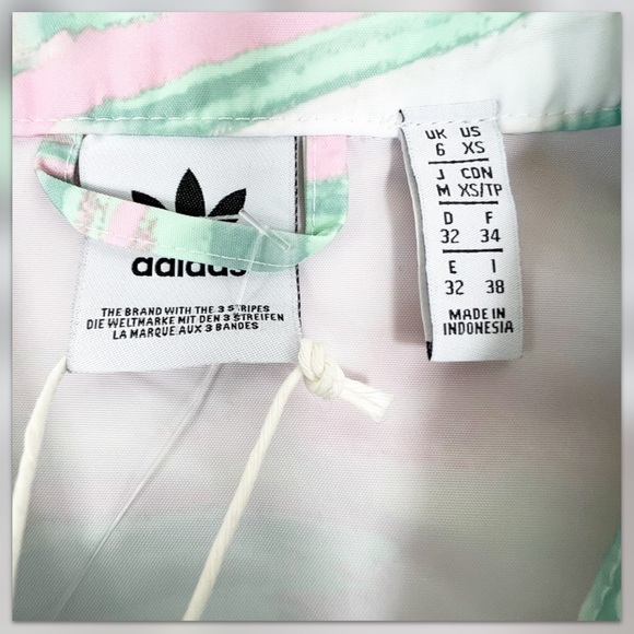 ADIDAS R.Y.V. Multicolor Windbreaker Pink Green Snap XS - Picture 10 of 12